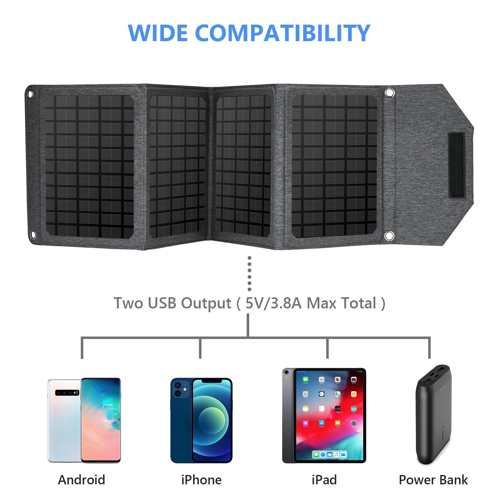 24W Dual USB Foldable Solar Panel Portable 4-Folding Solar Charger for Outdoor Hiking Camping 24W Dual USB Foldable Solar Panel Portable 4-Folding Solar Charger for Outdoor Hiking Camping